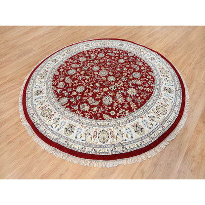 Fine Oriental Wool Hand Knotted Rug Red Ivory 9.1X9.1 -O064728