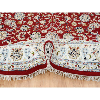 Fine Oriental Wool Hand Knotted Rug Red Ivory 9.1X9.1 -O064728
