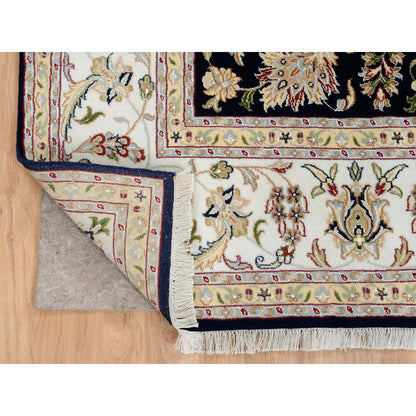 Fine Oriental Wool Hand Knotted Rug Blue Ivory 8.0X8.2 -O064731