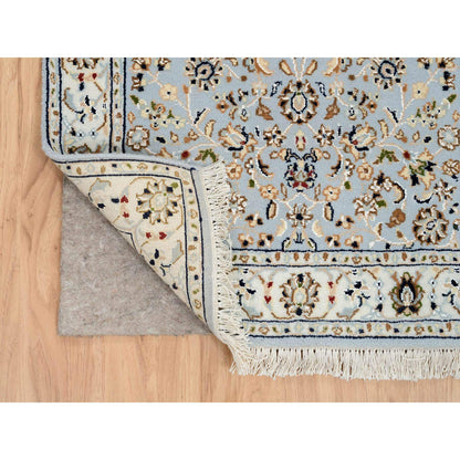 Fine Oriental Wool Hand Knotted Rug Blue Ivory 2.6X13.9 -O064736