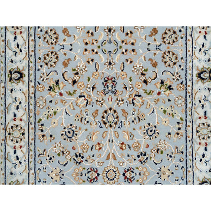 Fine Oriental Wool Hand Knotted Rug Blue Ivory 2.6X13.9 -O064736