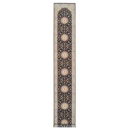 Fine Oriental Wool Hand Knotted Rug Blue Ivory 2.7X16.4 -O064738