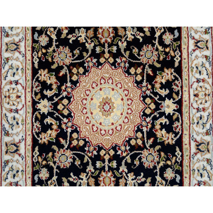 Fine Oriental Wool Hand Knotted Rug Blue Ivory 2.7X16.4 -O064738