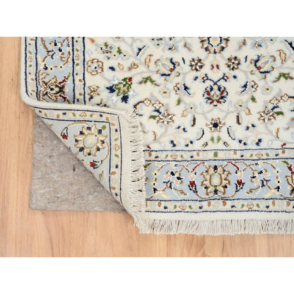 Fine Oriental Wool Hand Knotted Rug Ivory Light Blue 2.7X14.0 -O064740