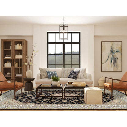 Fine Oriental Wool Hand Knotted Rug Blue Ivory 9.10X14.3 -O064744