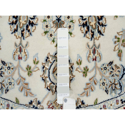 Fine Oriental Wool Hand Knotted Rug Ivory Light Blue 6.0X6.0 -O064746