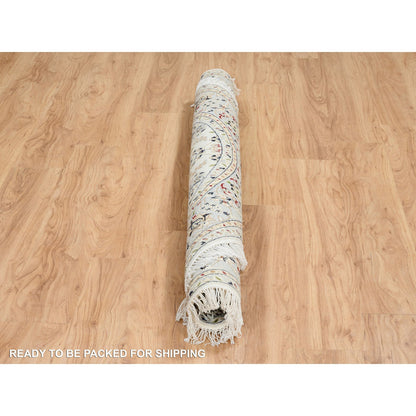 Fine Oriental Wool Hand Knotted Rug Ivory Light Blue 6.0X6.0 -O064746
