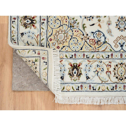 Fine Oriental Wool Hand Knotted Rug Ivory Ivory 4.0X4.0 -O064750