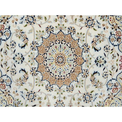 Fine Oriental Wool Hand Knotted Rug Ivory Ivory 4.0X4.0 -O064750