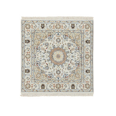 Fine Oriental Wool Hand Knotted Rug Ivory Ivory 3.0X3.1 -O064757