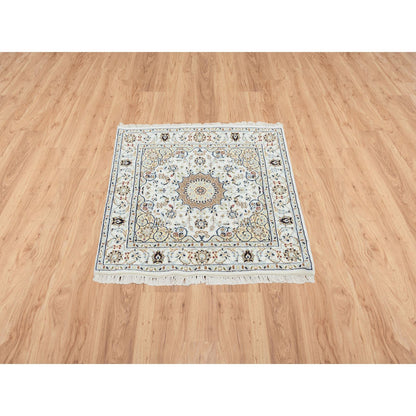 Fine Oriental Wool Hand Knotted Rug Ivory Ivory 3.0X3.1 -O064757