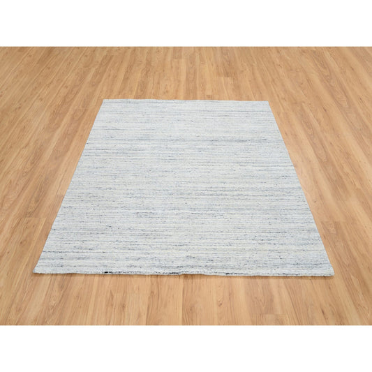 Modern and Contemporary Wool Hand Loomed Rug Ivory No Border 6.0X6.0 -O064773