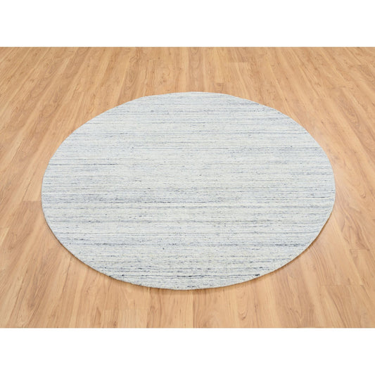 Modern and Contemporary Wool Hand Loomed Rug Ivory No Border 6.0X6.0 -O064778