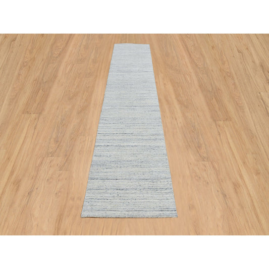 Modern and Contemporary Wool Hand Loomed Rug Ivory No Border 2.6X12.0 -O064780