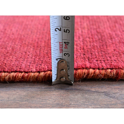 Overdyed & Vintage Wool Hand Knotted Rug Pink 2.8x8.3 -O0647