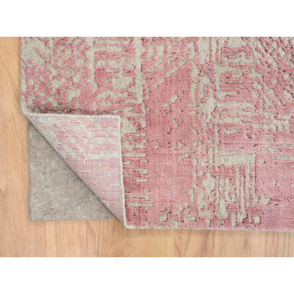 Transitional Wool & Silk Hand Loomed Rug Pink No Border 9.0X11.10 -O064807