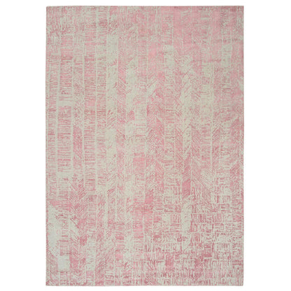Transitional Wool & Silk Hand Loomed Rug Pink No Border 9.0X11.9 -O064809
