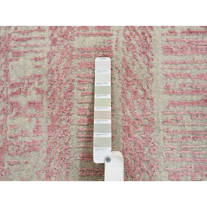 Transitional Wool & Silk Hand Loomed Rug Pink No Border 2.6X12.1 -O064810