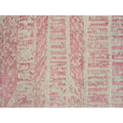 Transitional Wool & Silk Hand Loomed Rug Pink No Border 2.6X12.1 -O064810