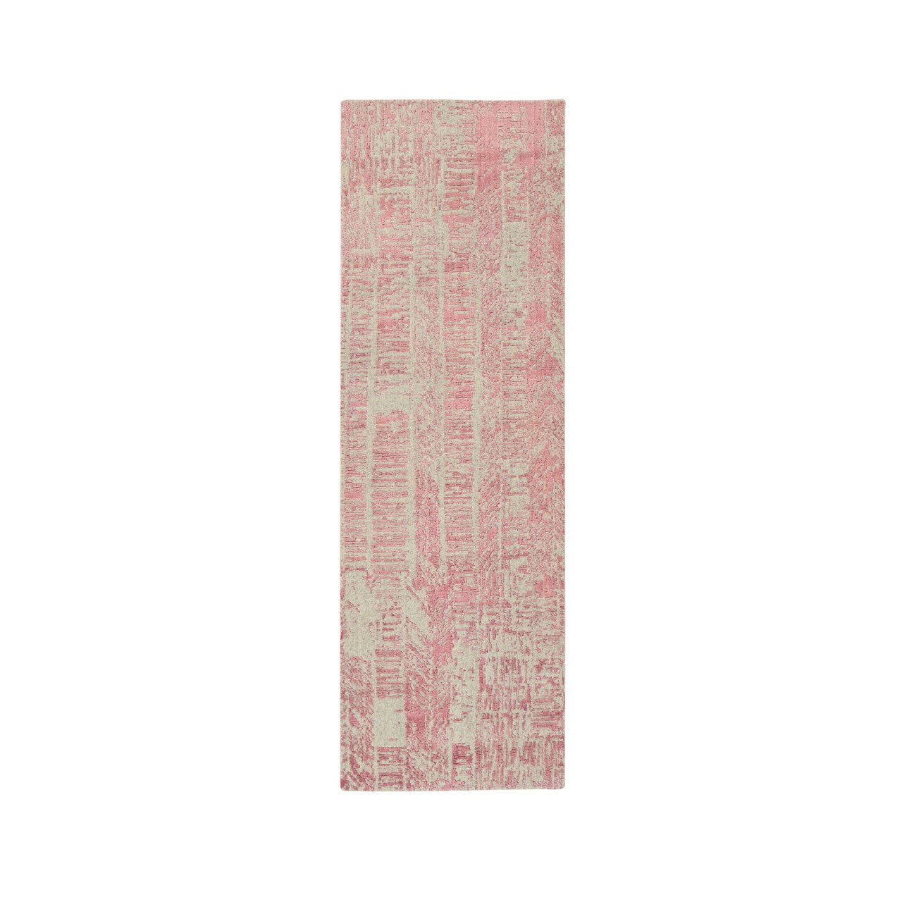 Pink 2'6" x 8'0" Transitional Handloom Wool/Silk Rug - Sku: O064812
