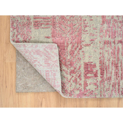 Transitional Wool & Silk Hand Loomed Rug Pink No Border 2.6X8.0 -O064812