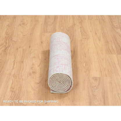 Transitional Wool & Silk Hand Loomed Rug Pink No Border 2.6X8.0 -O064812