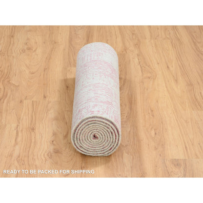 Transitional Wool & Art Silk Hand Loomed Rug Pink No Border 2.6X10.0 -O064813