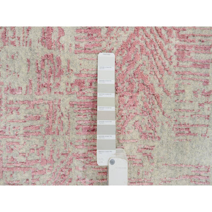 Transitional Wool & Art Silk Hand Loomed Rug Pink No Border 2.6X10.0 -O064814