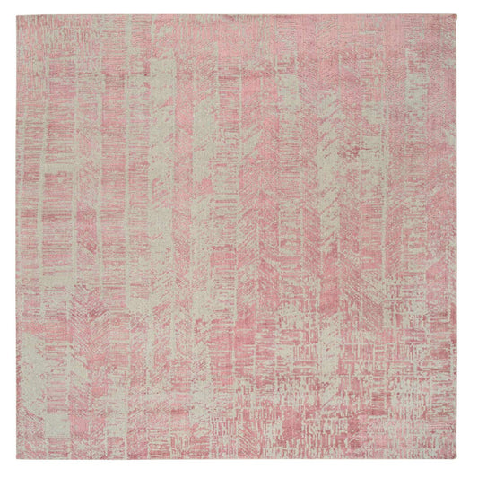 Transitional Wool & Art Silk Hand Loomed Rug Pink No Border 10.0X10.2 -O064815