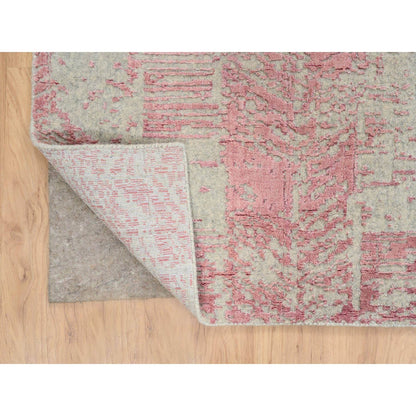 Transitional Wool & Art Silk Hand Loomed Rug Pink No Border 10.0X10.2 -O064815