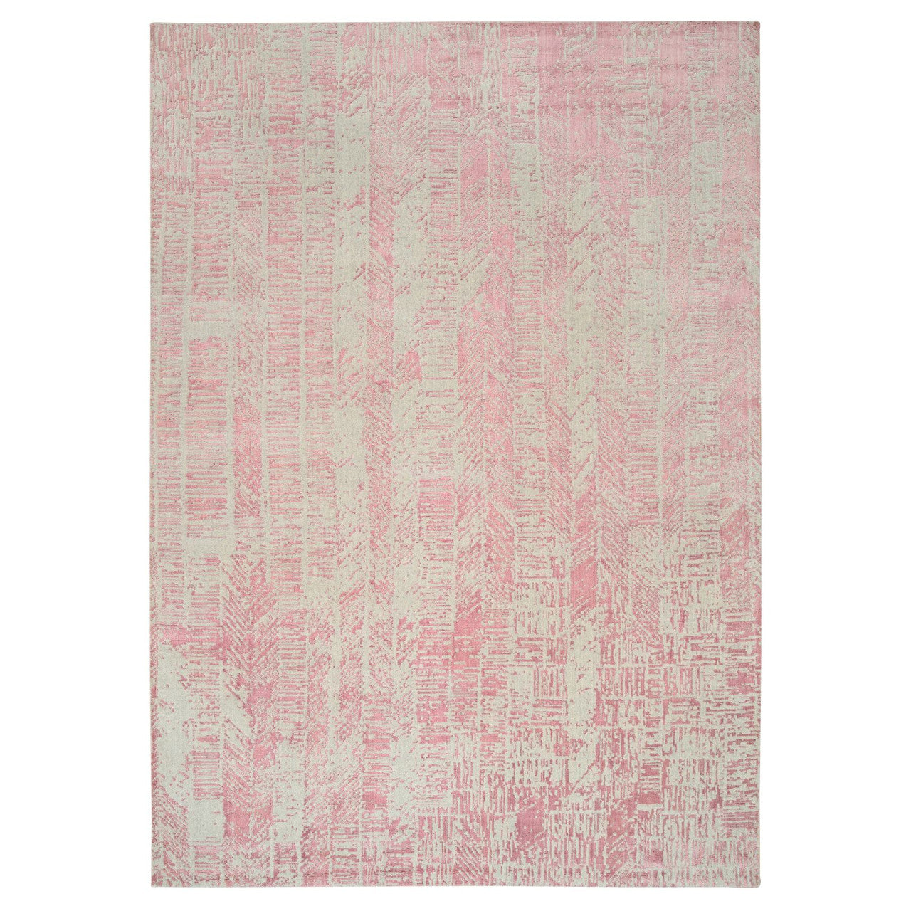 Transitional Wool & Silk Hand Loomed Rug Pink No Border 10.0X14.0 -O064817