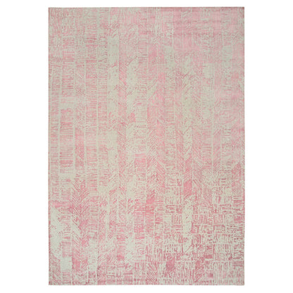 Transitional Wool & Silk Hand Loomed Rug Pink No Border 10.0X14.0 -O064817