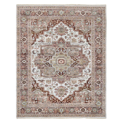 Tribal & Geometric Wool Hand Knotted Rug Red Light Brown 8.0X10.0 -O064820