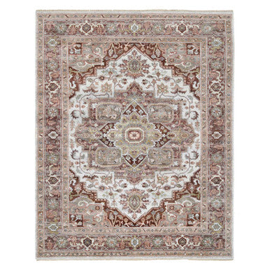 Tribal & Geometric Wool Hand Knotted Rug Red Light Brown 8.0X10.0 -O064820