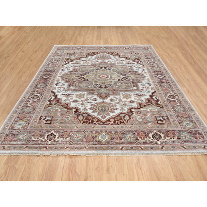 Tribal & Geometric Wool Hand Knotted Rug Red Light Brown 8.0X10.0 -O064820