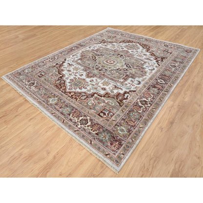 Tribal & Geometric Wool Hand Knotted Rug Red Light Brown 8.0X10.0 -O064820