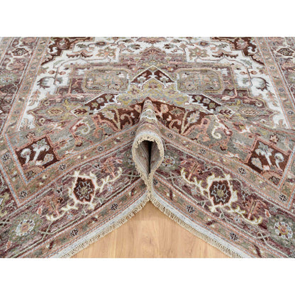 Tribal & Geometric Wool Hand Knotted Rug Red Light Brown 8.0X10.0 -O064820