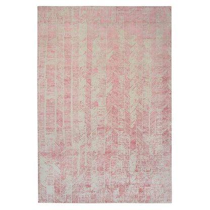 Transitional Wool & Art Silk Hand Loomed Rug Pink No Border 11.10X17.10 -O064836