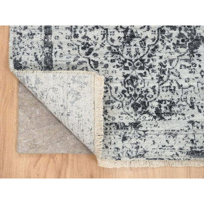 Transitional Wool Hand Knotted Rug Grey Gray 2.7X12.0 -O064837