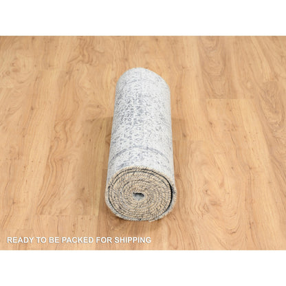 Transitional Wool Hand Knotted Rug Grey Gray 2.7X12.0 -O064837