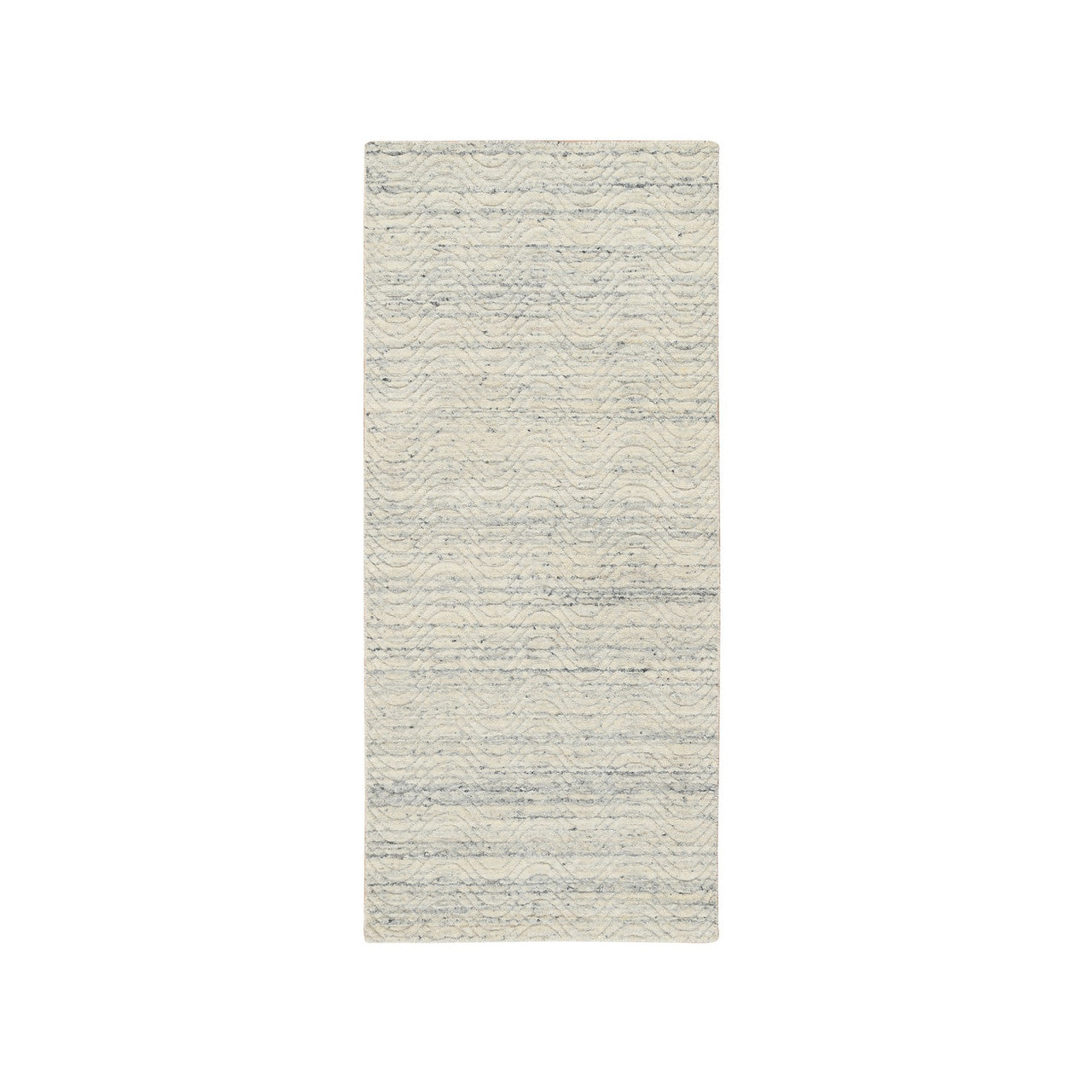 Beige 2'6" x 6'0" Modern and Contemporary Handloom Wool Rug - Sku: O064840