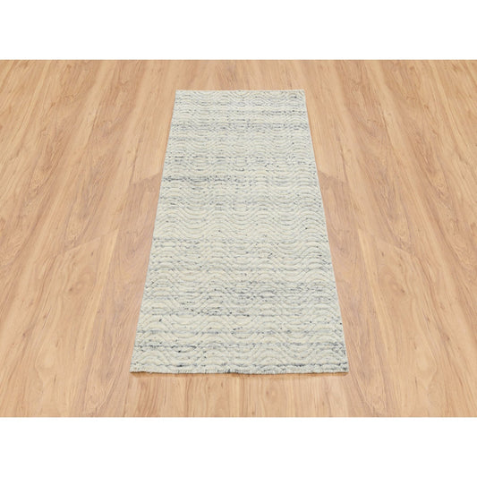 Modern and Contemporary Wool Hand Loomed Rug Beige No Border 2.6X6.0 -O064840