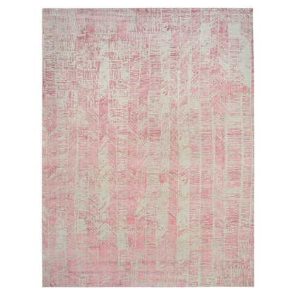 Transitional Wool & Art Silk Hand Loomed Rug Pink No Border 11.10X15.1 -O064841