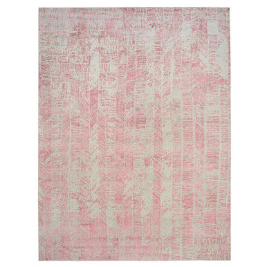 Transitional Wool & Art Silk Hand Loomed Rug Pink No Border 11.10X15.1 -O064841
