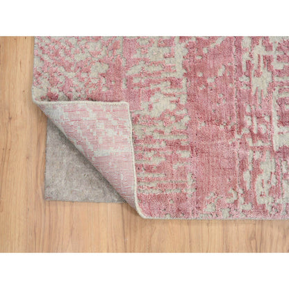 Transitional Wool & Art Silk Hand Loomed Rug Pink No Border 11.10X15.1 -O064841
