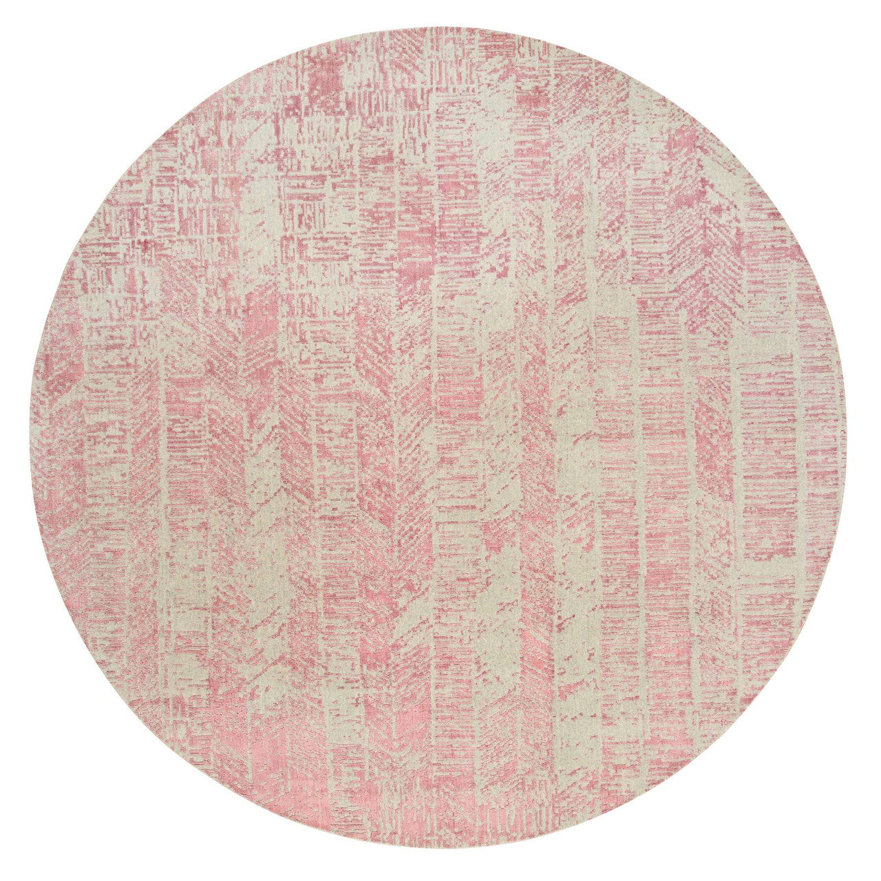 Pink 10'0" x 10'0" Transitional Handloom Wool/Silk Rug - Sku: O064842