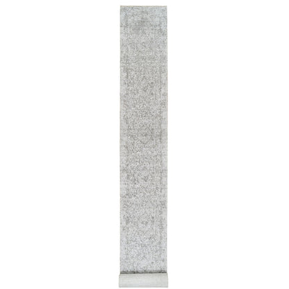 Transitional Wool Hand Knotted Rug Grey No Border 2.7X23.9 -O064844