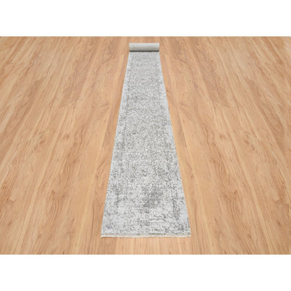 Transitional Wool Hand Knotted Rug Grey No Border 2.7X23.9 -O064844