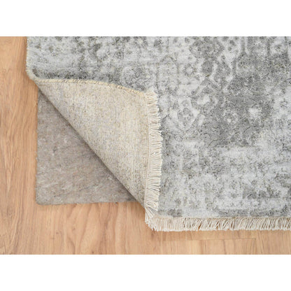 Transitional Wool & Silk Hand Knotted Rug Grey No Border 2.6X12.1 -O064845