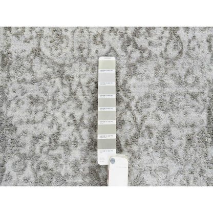 Transitional Wool & Silk Hand Knotted Rug Grey No Border 2.6X12.1 -O064845